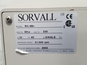 Thumbnail image of Sorvall Evolution RC-5B Plus Refrigerated Superspeed Centrifuge Lab 21000 rpm