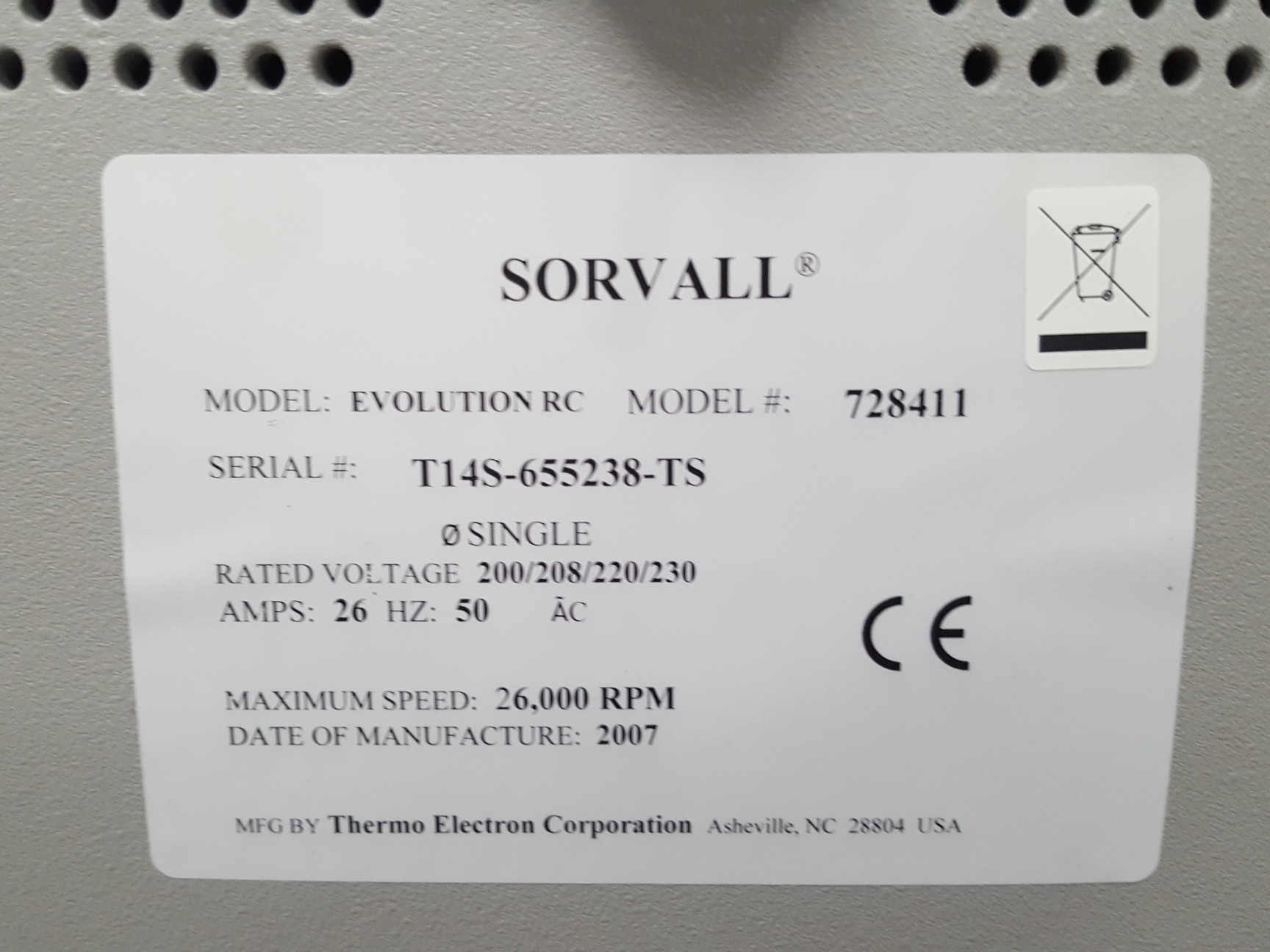 Image of Thermo Sorvall Evolution RC Superspeed Centrifuge 26000 RPM Lab