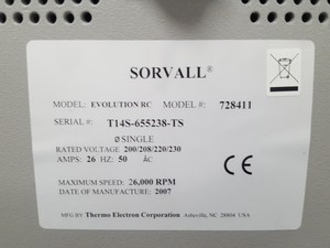 Thumbnail image of Thermo Sorvall Evolution RC Superspeed Centrifuge 26000 RPM Lab