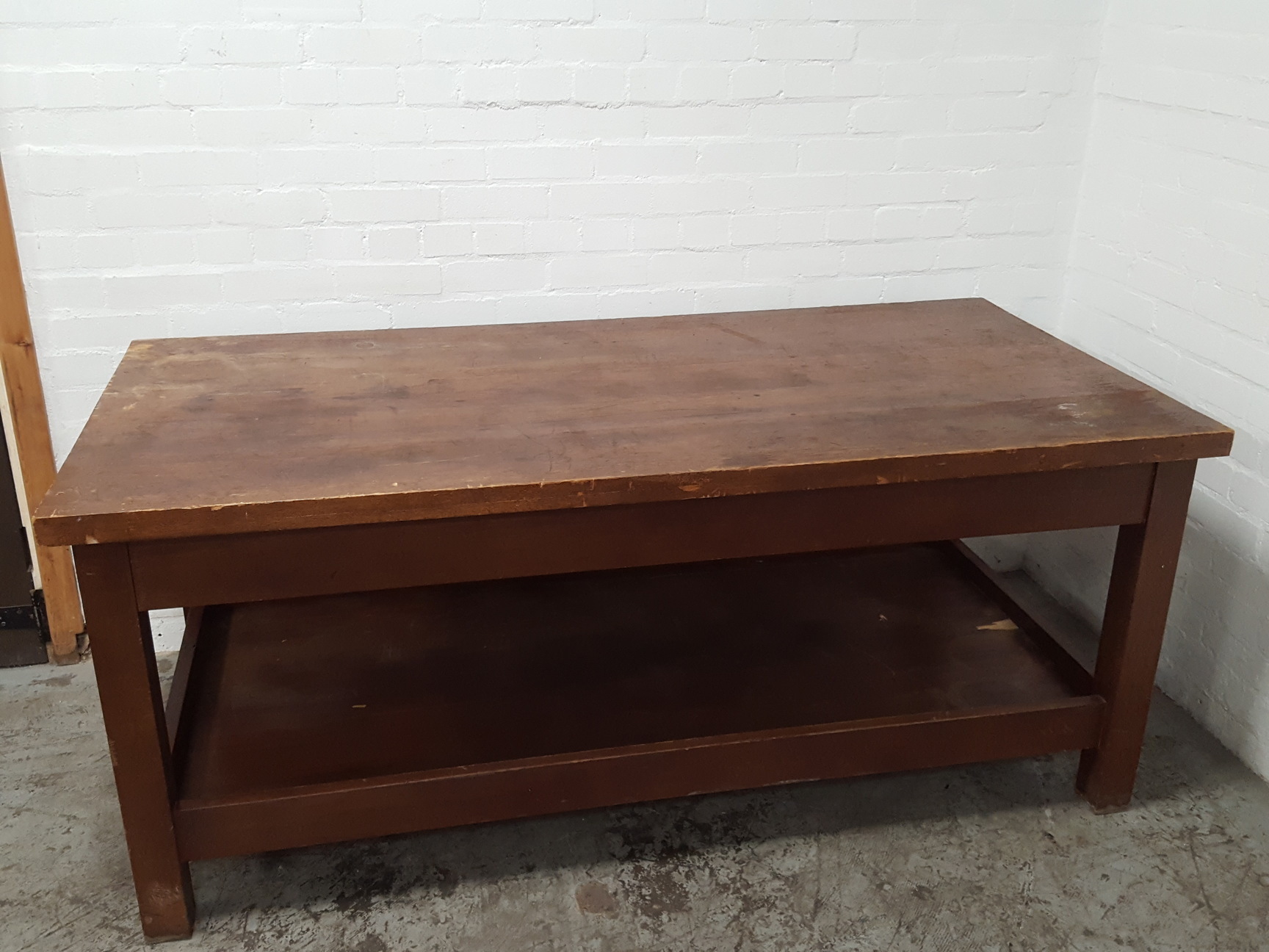 Image of Vintage Engineering 2-Tier Wooden Table Workshop Furniture Lab
