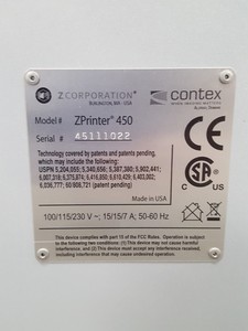 Thumbnail image of ZCorp Corporation ZPrinter 450 3D Printer Lab