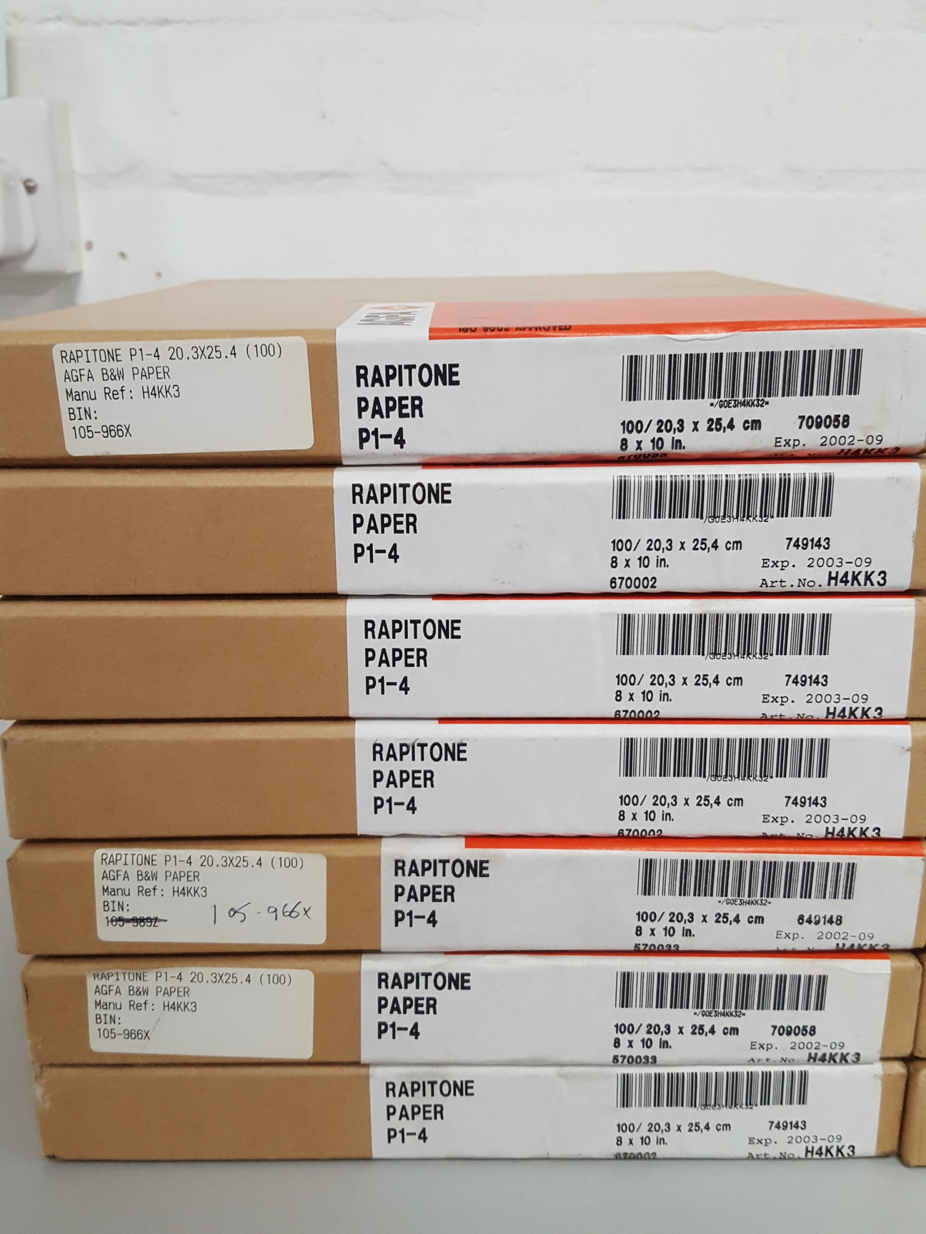 Image of 19x AGFA Rapitone Paper P1-4 H4KK3, P1-2 H4HMY, P1-3 H4HYP H4G4V P1-1 Lab