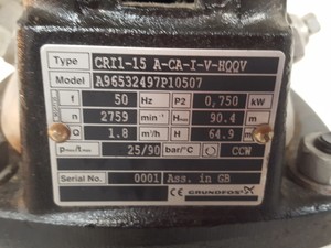 Thumbnail image of Grundfos CRN 1 -15/1 A-CA-I-V-HQQV Multistage Centrifugal Pump Lab