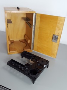 Thumbnail image of 8 x Vintage 1960s/70s Wooden Microscope Boxes Lab