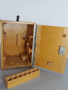 Thumbnail image of 8 x Vintage 1960s/70s Wooden Microscope Boxes Lab