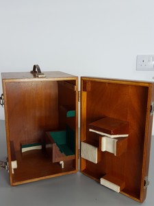 Thumbnail image of 8 x Vintage 1960s/70s Wooden Microscope Boxes Lab