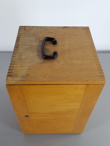 Thumbnail image of 8 x Vintage 1960s/70s Wooden Microscope Boxes Lab