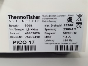 Thumbnail image of Thermo Scientific Heraeus Pico 17 Microcentrifuge Lab - Spares / Repairs