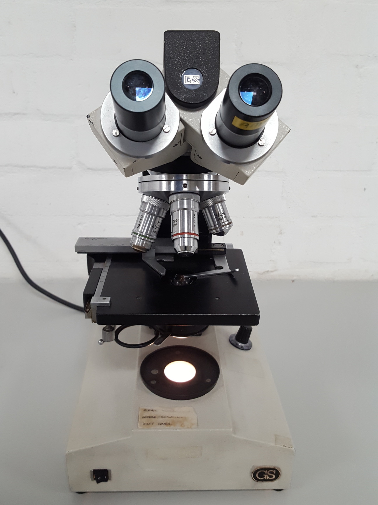 Image of GS Series 10 Binocular Microscope + 4x Objectives 100/1.30, 10/0.28, Lab