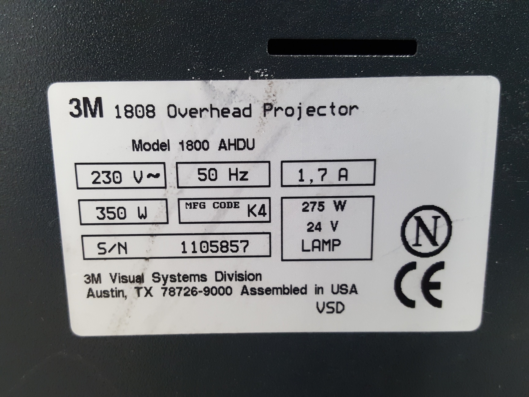 Image of 3M Model 1800 AHDU 1808 Vision Acetate Overhead Projector OHP