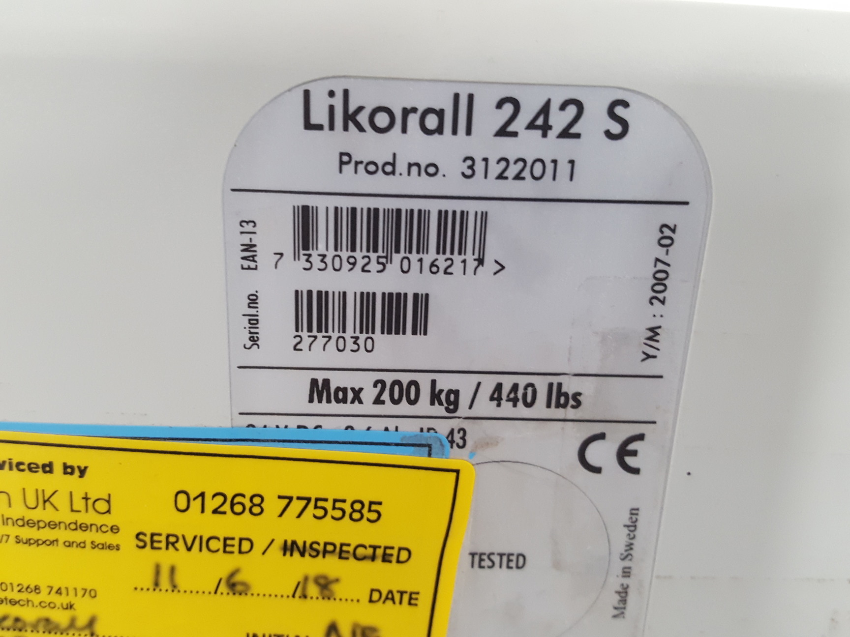 Image of Likorall 242 S R2R Overhead 200kg Patient Lift Winch Healthcare Disabled Hoist