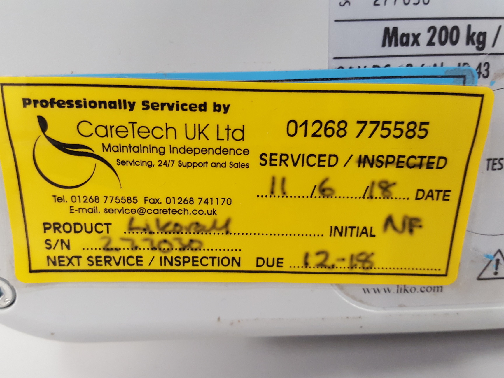 Likorall 242 S R2R Overhead 200kg Patient Lift Winch Healthcare ...