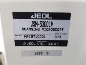 Thumbnail image of Jeol JSM-5300LV Scanning Electron Microscope + Pfeiffer TCP040 Lab