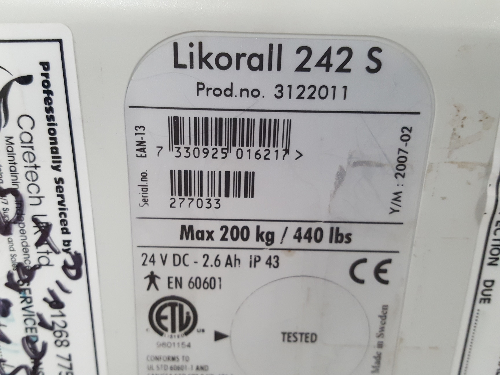 Image of Likorall 242 S R2R Overhead 200kg Patient Lift Winch Disabled Hoist Care