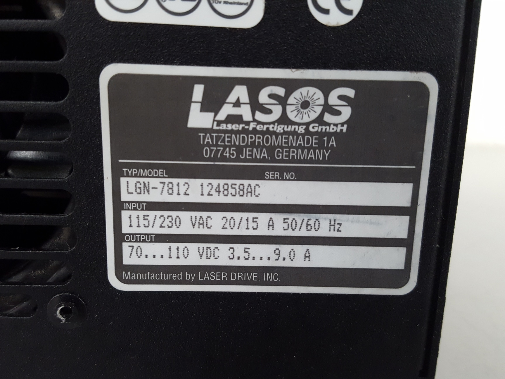 Lasos LGN-7812 RMC 7812-Z1 Laser Power Supply Lab