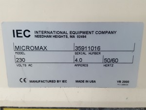 Thumbnail image of IEC Micromax Benchtop Centrifuge + 24-Tube Rotor 15,000rpm Lab