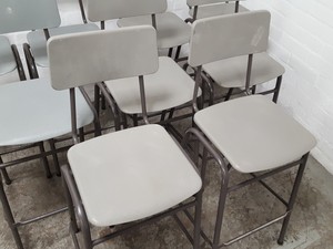Thumbnail image of 9 x Grey Plastic Lab Stools With Back Lab Furniture Vintage School Upcycle