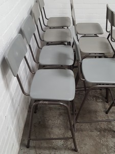 Thumbnail image of 9 x Grey Plastic Lab Stools With Back Lab Furniture Vintage School Upcycle