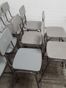 Thumbnail image of 9 x Grey Plastic Lab Stools With Back Lab Furniture Vintage School Upcycle