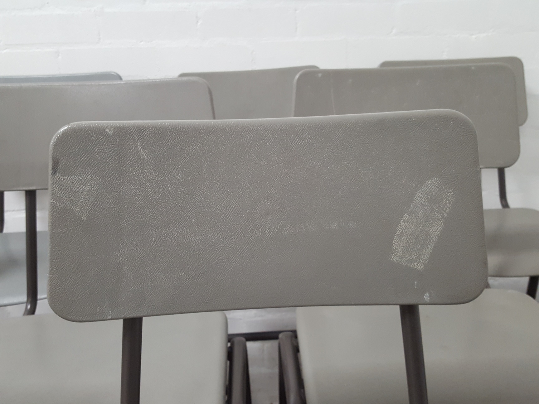 Image of 9 x Grey Plastic Lab Stools With Back Lab Furniture Vintage School Upcycle