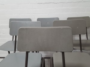 Thumbnail image of 9 x Grey Plastic Lab Stools With Back Lab Furniture Vintage School Upcycle