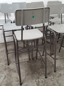 Thumbnail image of 9 x Grey Plastic Lab Stools With Back Lab Furniture Vintage School Upcycle