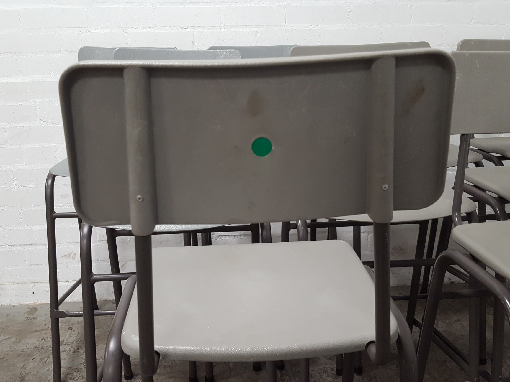 Image of 9 x Grey Plastic Lab Stools With Back Lab Furniture Vintage School Upcycle