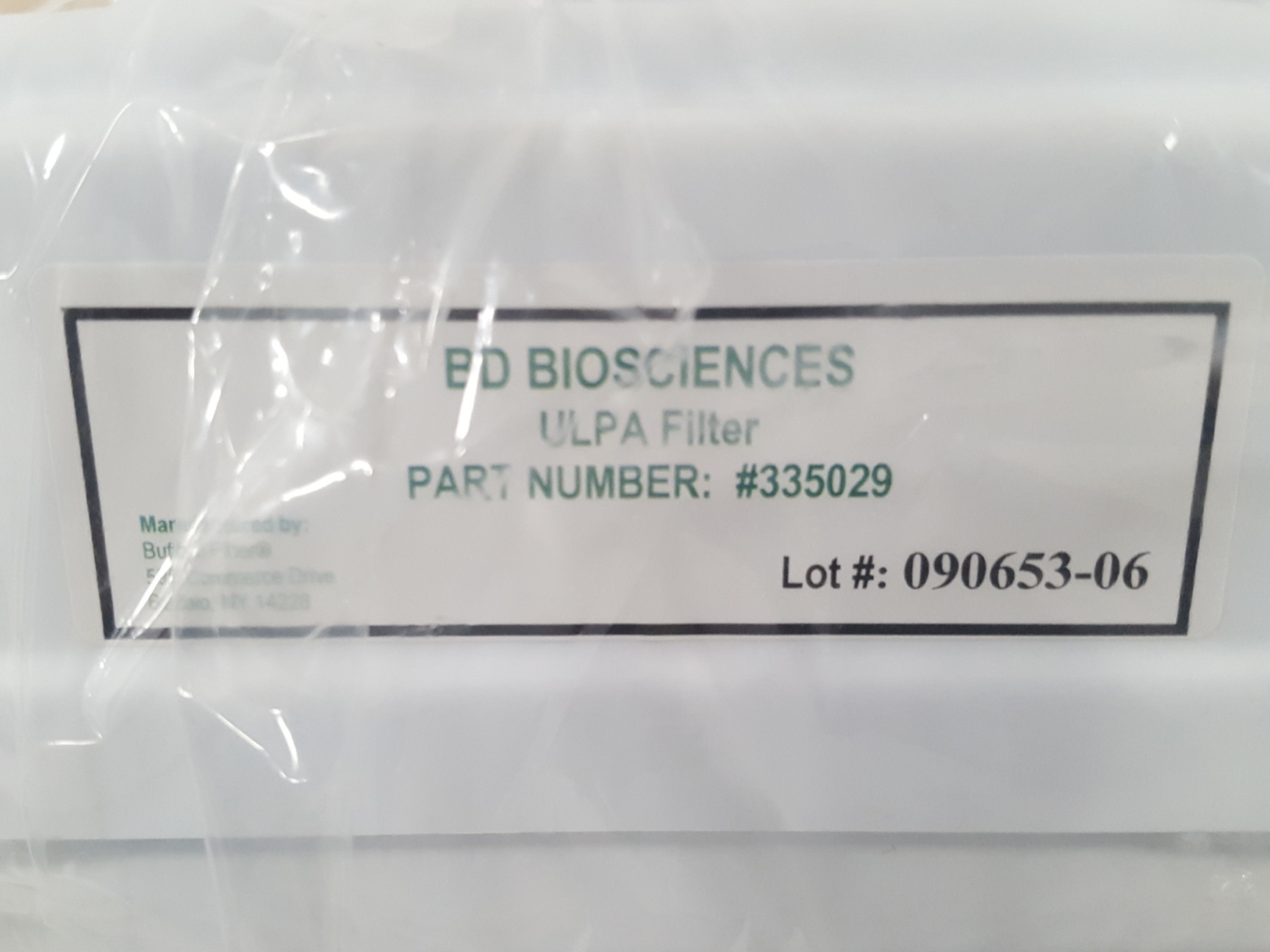 Image of 4 x Beckman Coulter ViroSafe ULPA Filter Buffalo Filter 335029 BD Biosciences