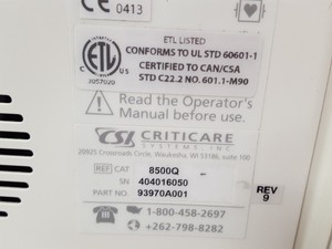 Thumbnail image of Criticare POET IQ2 8500Q Anaesthesia Monitor Lab 