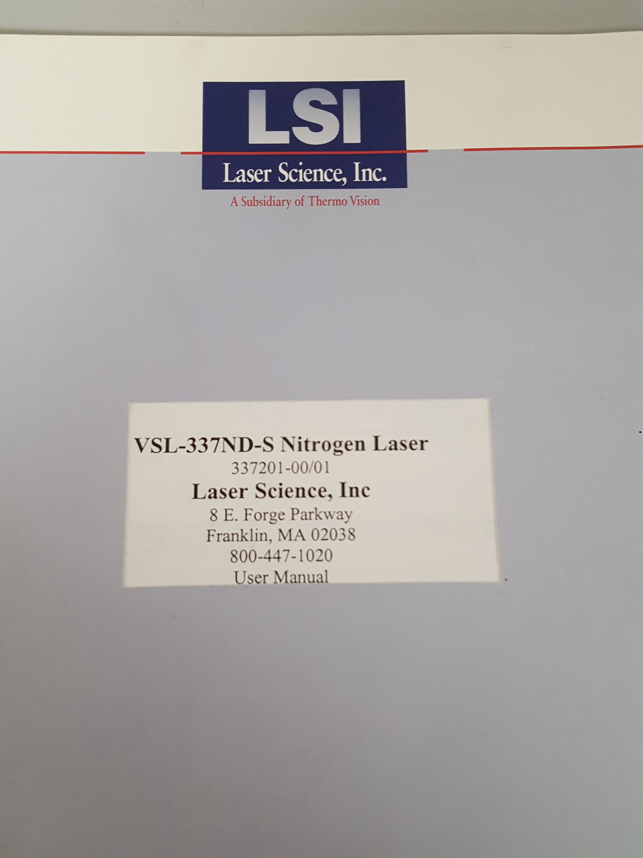 Image of 2x Laser Science VSL-337ND-S Nitrogen Laser User & Service Manual Books Lab