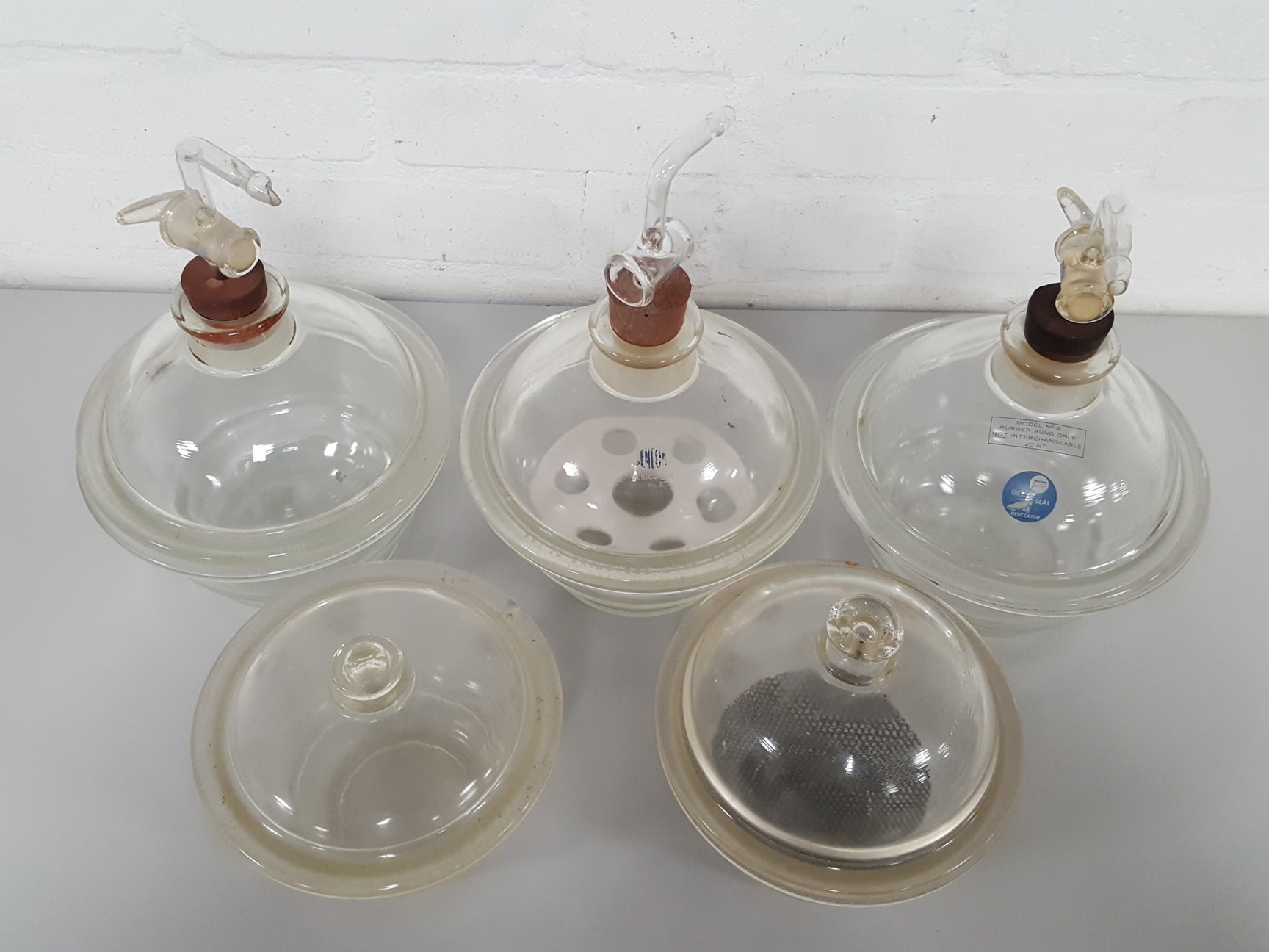 Image of 5 x Multi-Branded Mixed Glass Desiccators Dry Seal Jencons Lab
