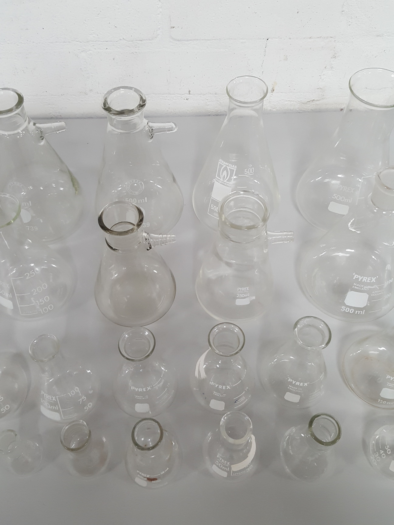 Image of 24 x Lab Glassware Conical and Buchner Flask Inc Pyrex Glass