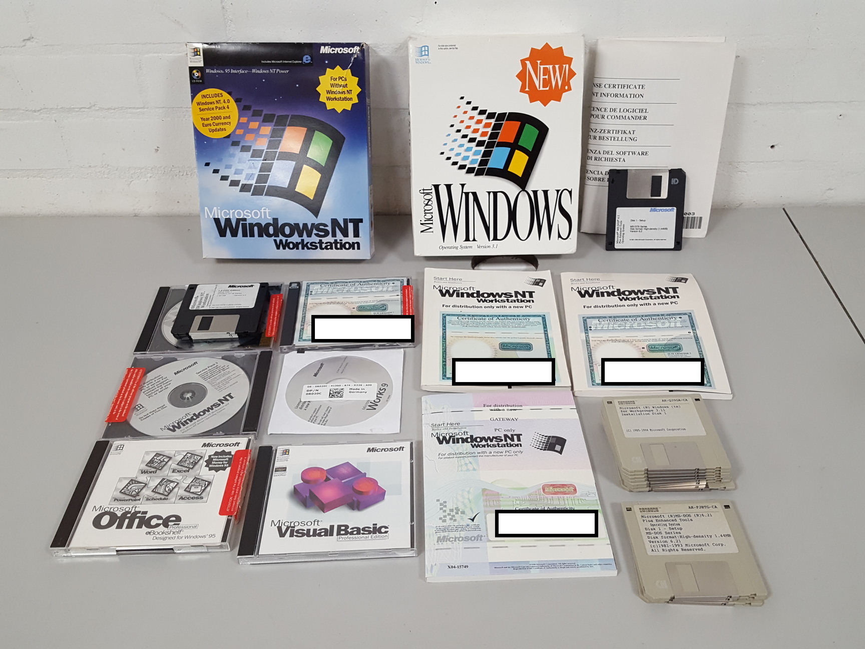 Image of 10 x Vintage Microsoft Software Disks Windows NT Workstation, Office 97, MS-DOS,
