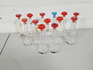 Thumbnail image of 108 x Volumetric Flasks Lab Glassware Glass + Stoppers