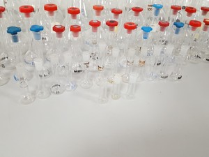 Thumbnail image of 108 x Volumetric Flasks Lab Glassware Glass + Stoppers