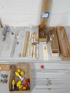 Thumbnail image of Large Lab Jointed Glassware Job Lot Centrifuge Tubes, Boiling Flasks