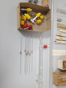 Thumbnail image of Large Lab Jointed Glassware Job Lot Centrifuge Tubes, Boiling Flasks
