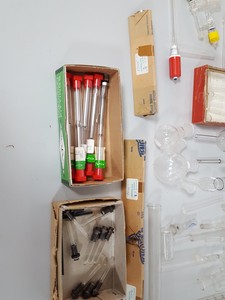 Thumbnail image of Large Lab Jointed Glassware Job Lot Centrifuge Tubes, Boiling Flasks