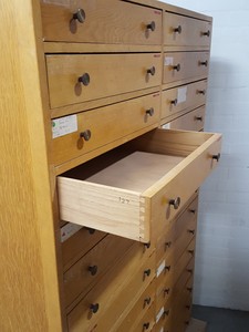 Thumbnail image of 28 Drawers Solid Oak Wooden Cabinet Jointed Drawers