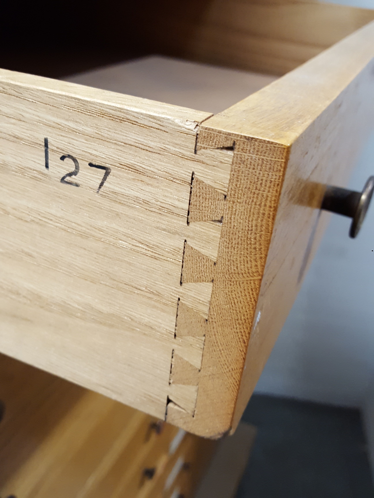 Image of 28 Drawers Solid Oak Wooden Cabinet Jointed Drawers