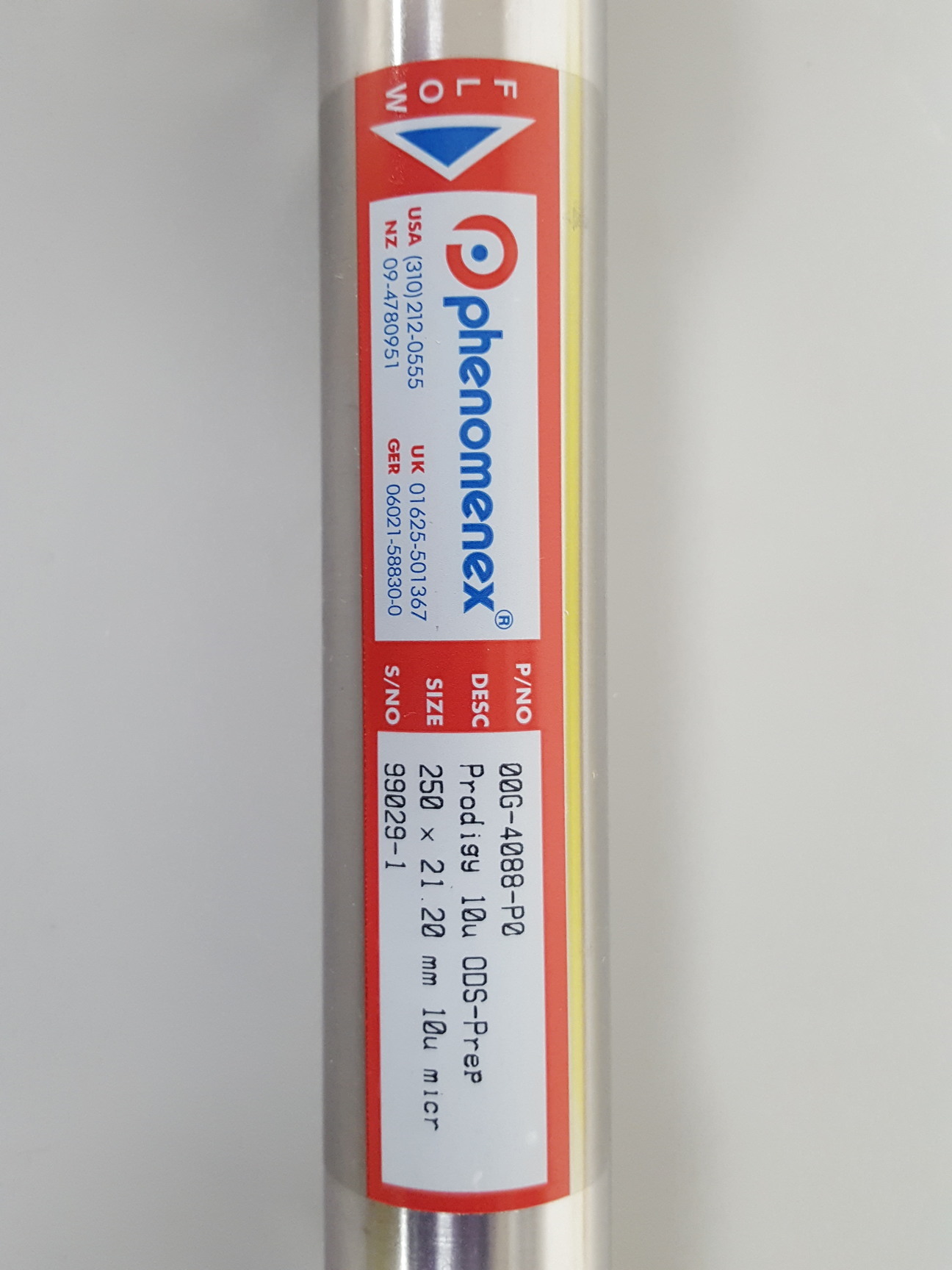 Image of Phenomenex 00G-4088-P0 Prodigy 10u ODS-Prep HPLC Column Chromatography Lab