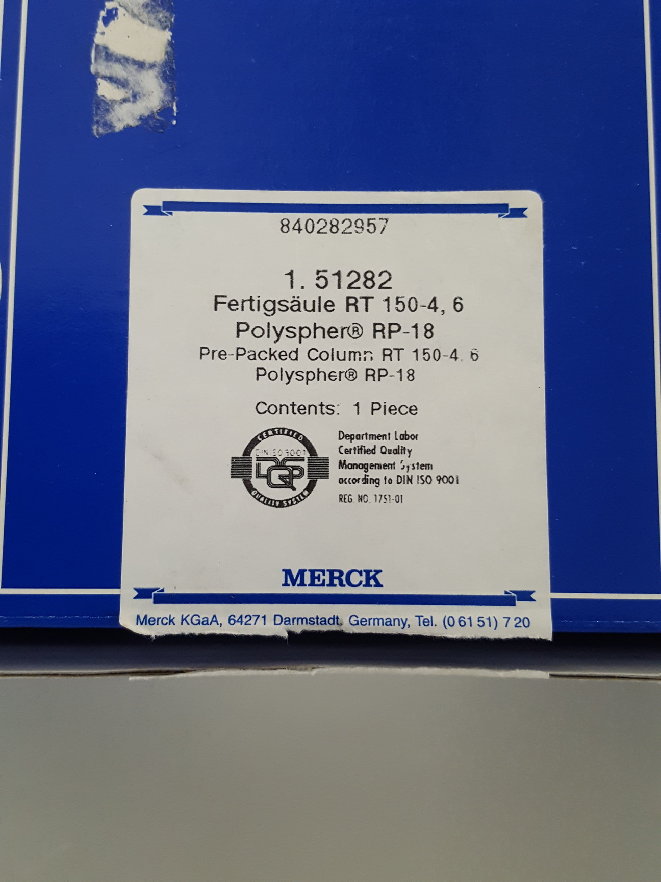 Image of Merck Polyspher RP-18 HPLC Column Lab RT 150-4 6, 110-259R, 100063