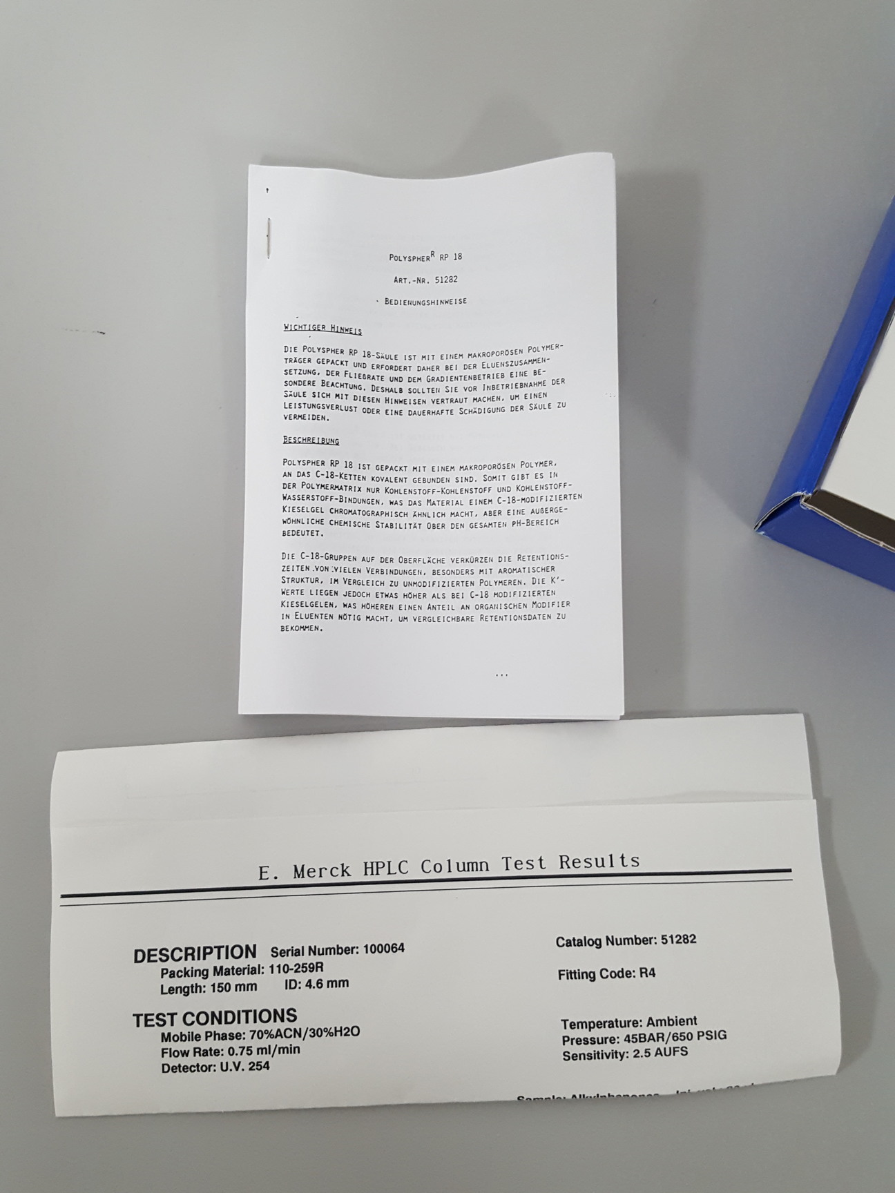 Image of Merck Polyspher RP-18 HPLC Column Lab RT 150-4 6, 110-259R, 100063