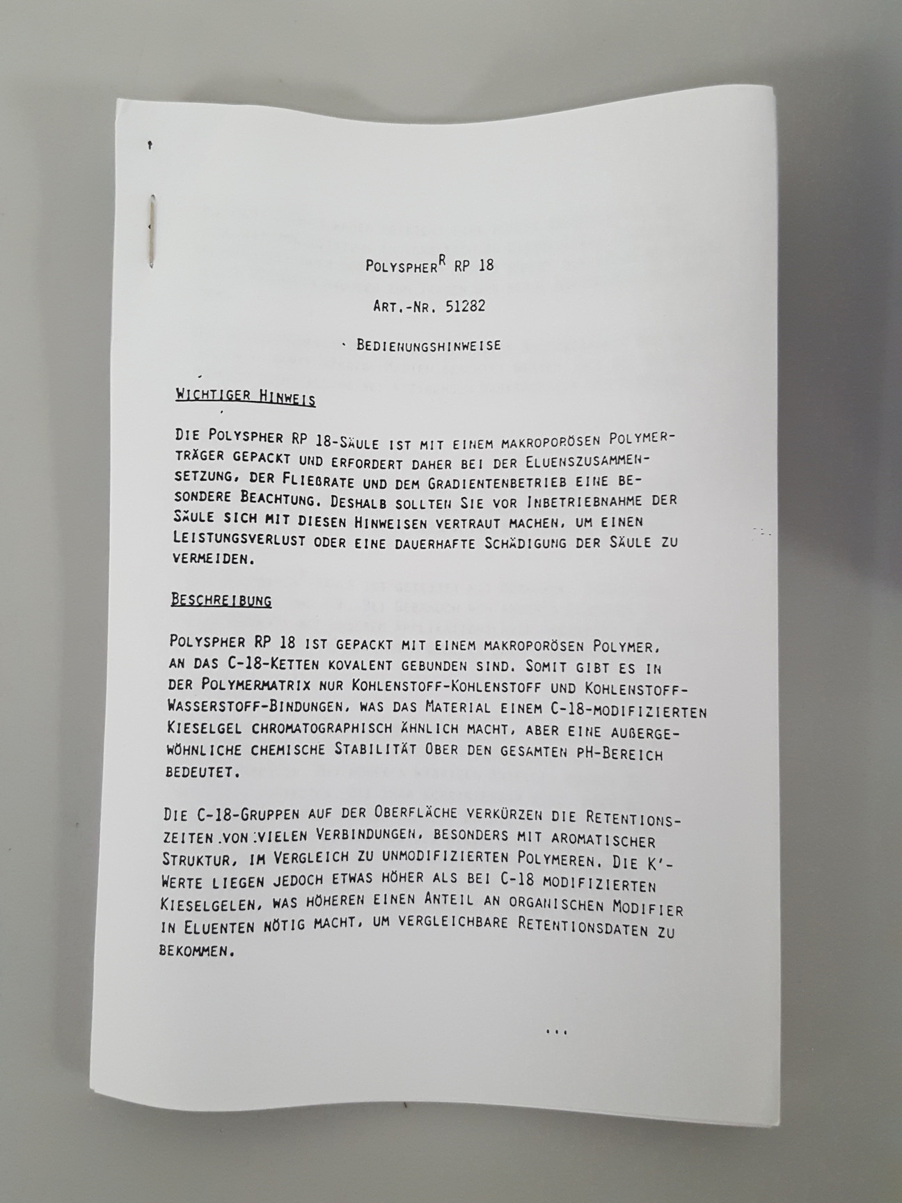 Image of Merck Polyspher RP-18 HPLC Column Lab RT 150-4 6, 110-259R, 100063