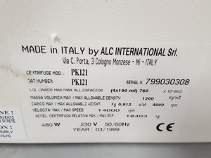 Thumbnail image of ALC PK121 Benchtop Centrifuge + T515 Bucket Rotor and T517 Microplate Rotor
