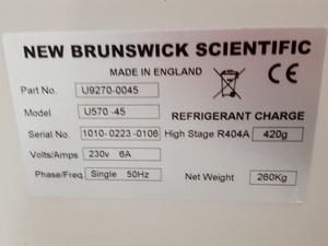 Thumbnail image of New Brunswick Premium U570 Ultra Low Temperature Lab Freezer ULT -45C