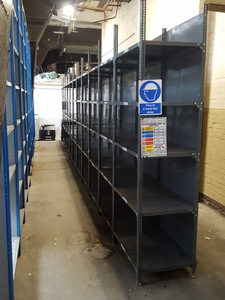 Thumbnail image of Dexion Warehouse / Garage Steel Racking + Backplates, 16 Bays, 2.6 to 3.05m high