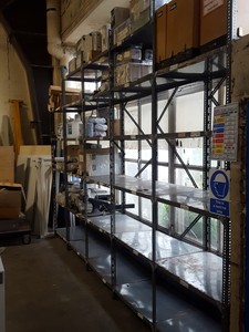 Thumbnail image of Dexion Warehouse / Garage Steel Racking + Backplates, 16 Bays, 2.6 to 3.05m high