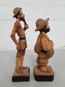 Thumbnail image of Pair of Carved Hand-Made Wooden Statues Antiques & Collectables Art