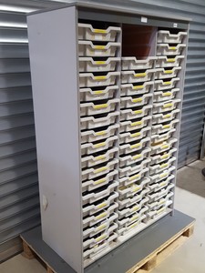 Thumbnail image of Large Tray Cabinet With 52x Trays/Drawers Lab Furniture Classroom Storage